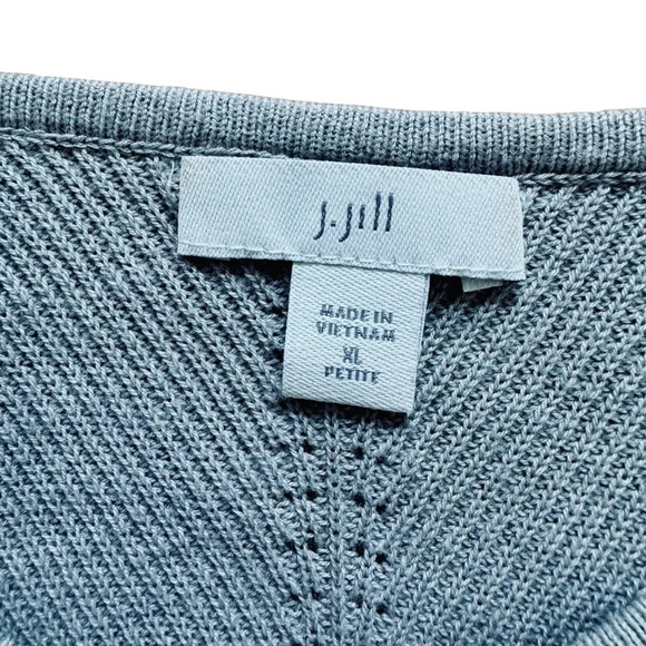 J Jill Gray Knit Long Sweater Pullover Tunic Textured Boat Neck XL Petite - Picture 8 of 11